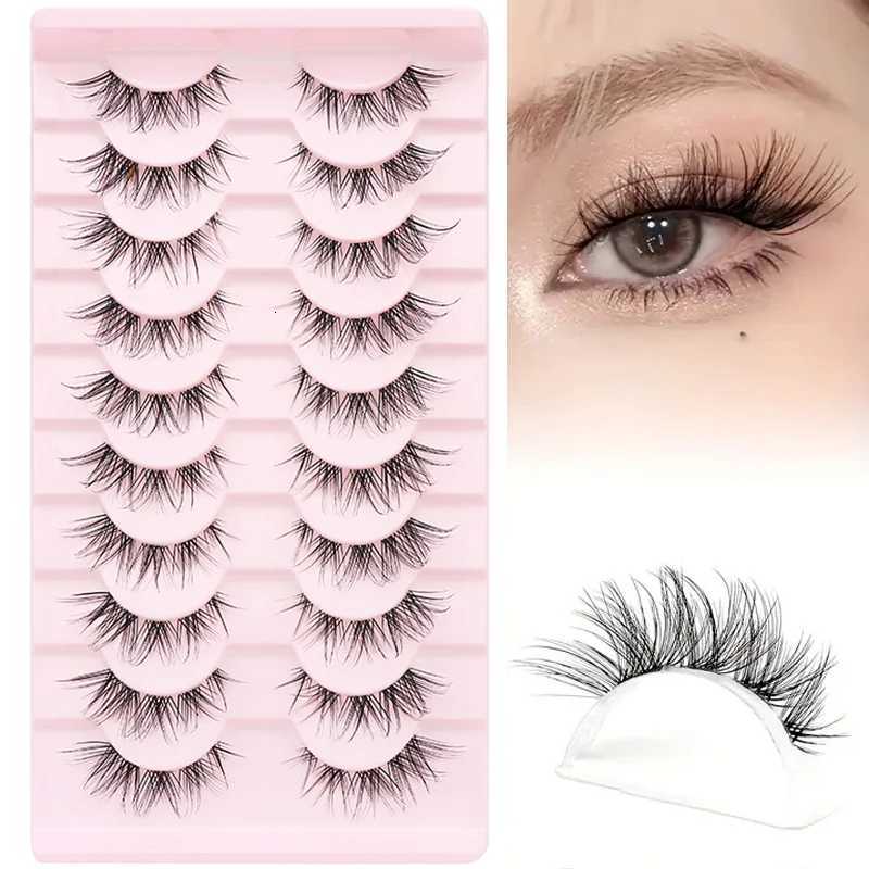 10 Pairs Cat Eye Lashes False Eyelashes Natural Eyelashes Anime Winged Clear Band Lashes Fake Eyelash Manga Lashes Makeup Z250730
