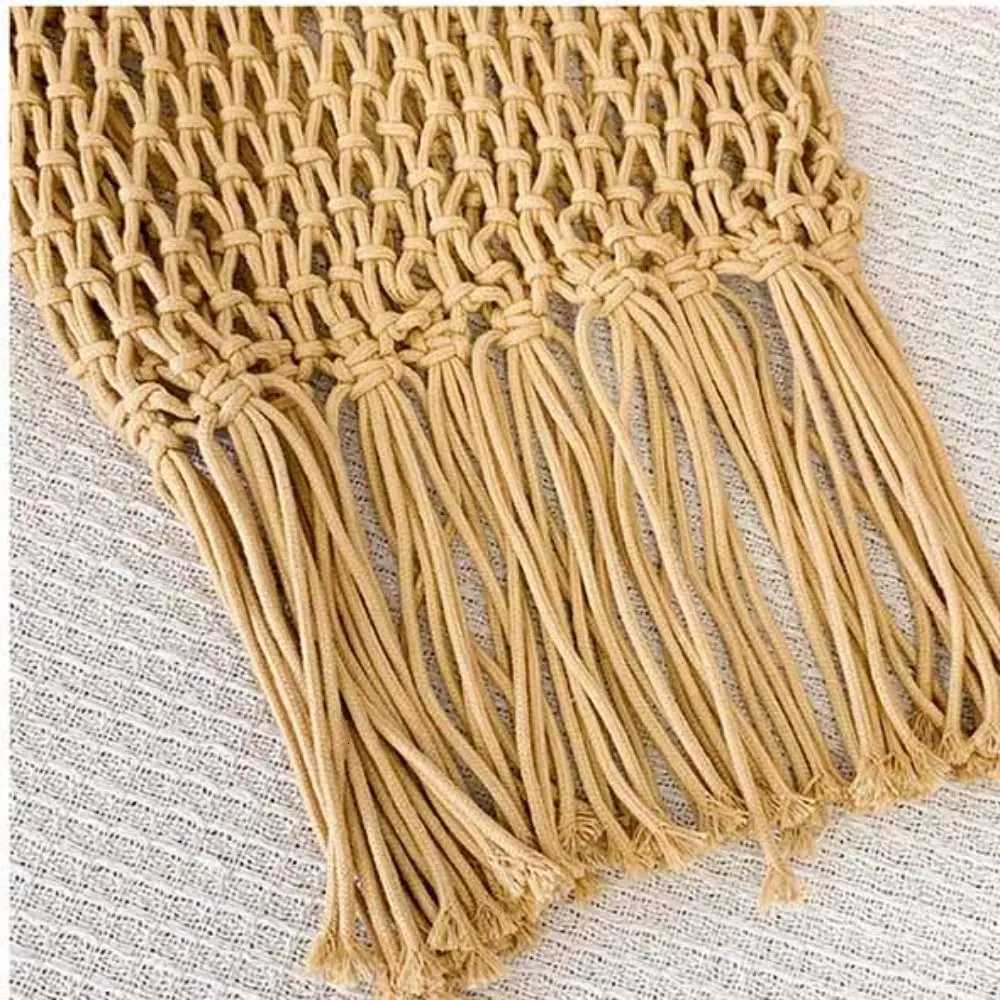 Hollow Out Cotton Thread Woven Bag Tote Bag Bohemian Style Tassel Beach Bag Beach Handbag Bucket Bag Hollow Shoulder Bag Summer Y250730
