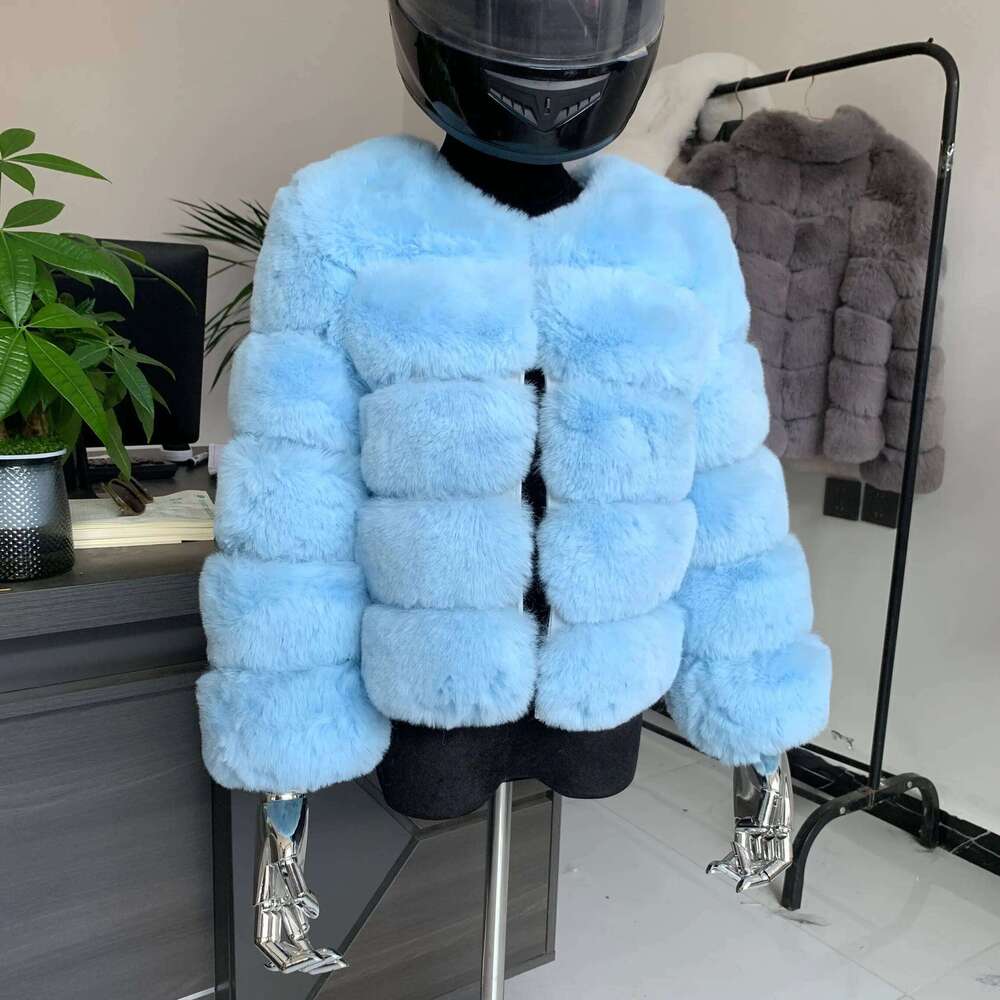 LHXDW Winter women faux fur coat new Fox fur coat short Fake fur jacket furry fluffy jacket luxury