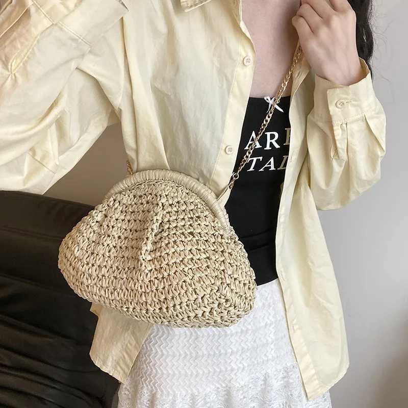 Summer New Straw Weaving Crossbody Bag Fashionable and Casual Shell Bag Womens Shoulder Bag with Excellent Texture Y250730