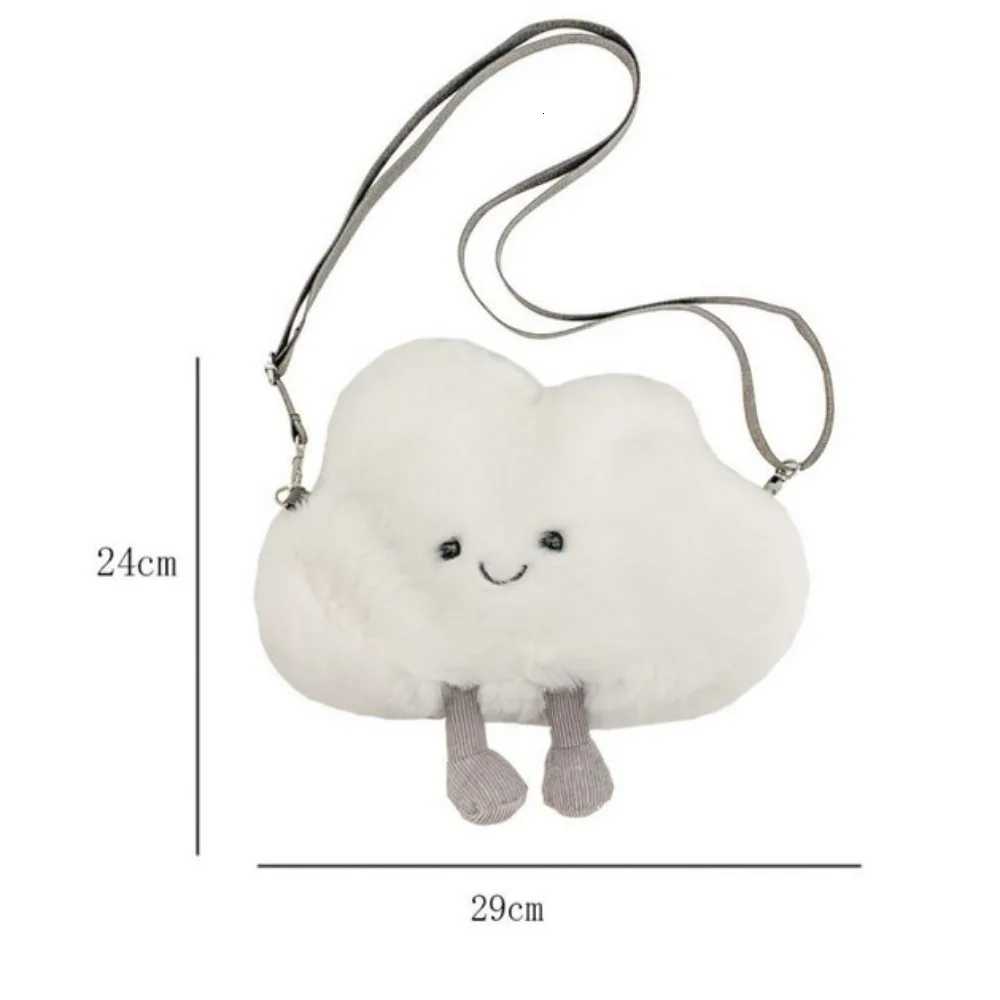 Lovely Soft Plush Little White Cloud Bag Wear Resistant Women Bag Durable Large Capacity Shoulder Bag Soft Cell Phone Pouch Y250730