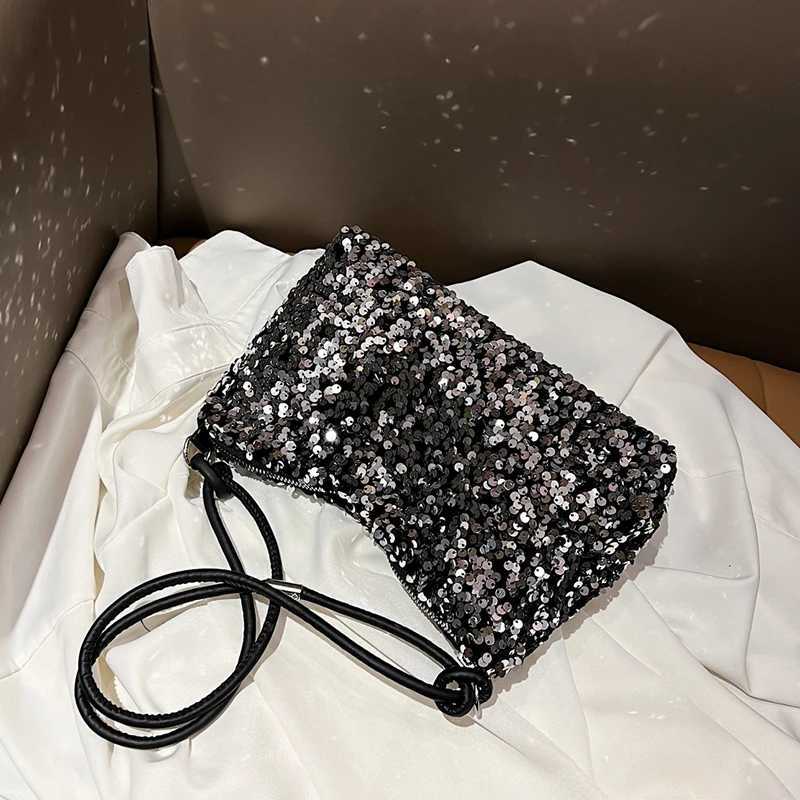 Popular trendy womens Korean-style handbag with sequins - versatile single-shoulder small bag Y250730