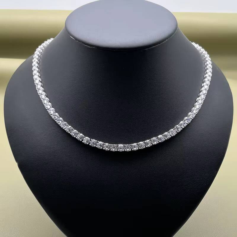 2025Customizable Tennis Chains Jewelry 925 Sterling Silver 3mm 4mm 5mm 6mm CZ Cubic Zirconia Tennis Necklace