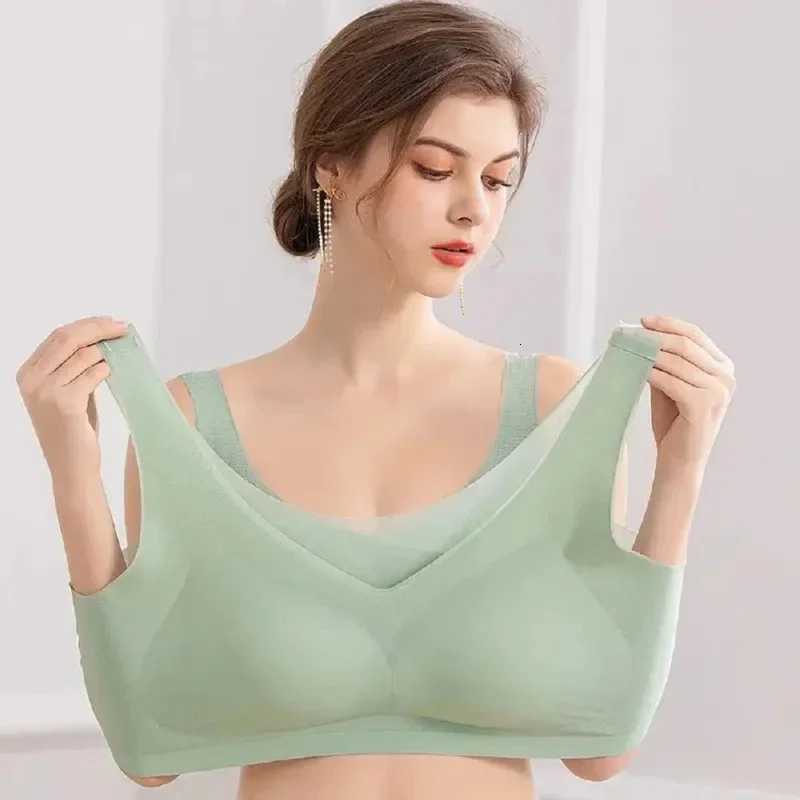 Summer Ultra-thin Ice Silk Seamless Bra Without Steel Ring Anti-sagging Large Size Beautiful Back Breathable Sleep Sports Bra Z250730