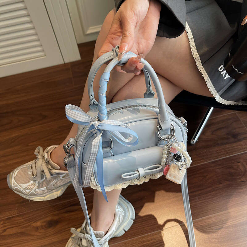 Sweet Style Handbag - Milk White Lace Bow PU Leather Single Shoulder Crossbody Bag, Girl's Heart Blows Out, Daily Street Bag