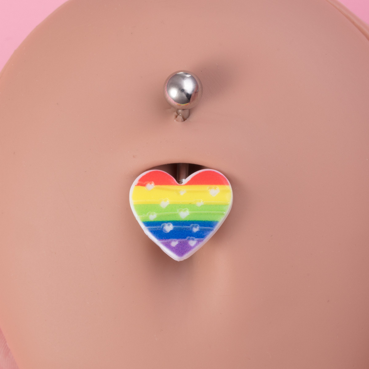 Rainbow Love Flower Stainless Steel Navel Ring Body Piercing Jewelry Ear Bone Ring Wholesale