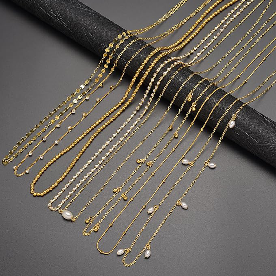 8Pcs Waist Belly Chain 18K Gold Plated CZ Heart Pearl Snake Bead Sequin Paperclip Belly Chain Summer Beach Sexy Body Chains Jewelry Accessories Women 