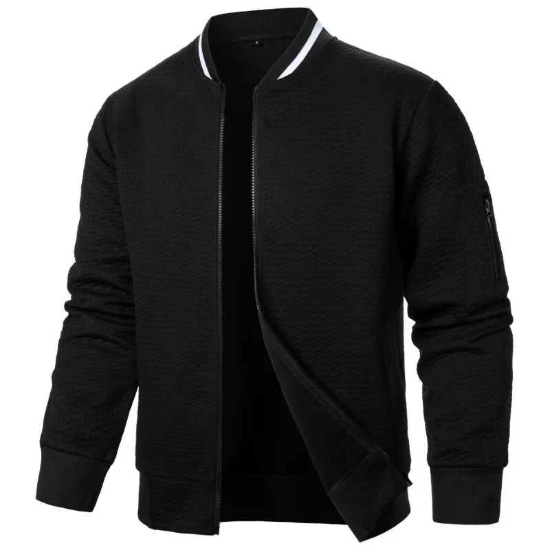 Mens Casual Jacket Loose Fit Lightweight Varsity Bomber with Zipper Outdoor Streetwear Standup Collar Sweatshirts 250730