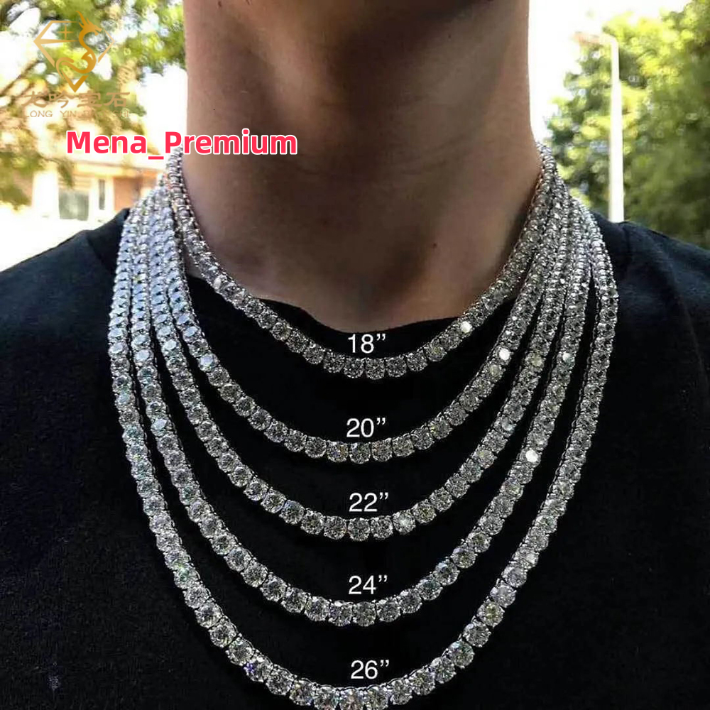 In Stock Unique Moissanite Diamond Tennis Necklace Round ice Link Chain 1CT 18inch