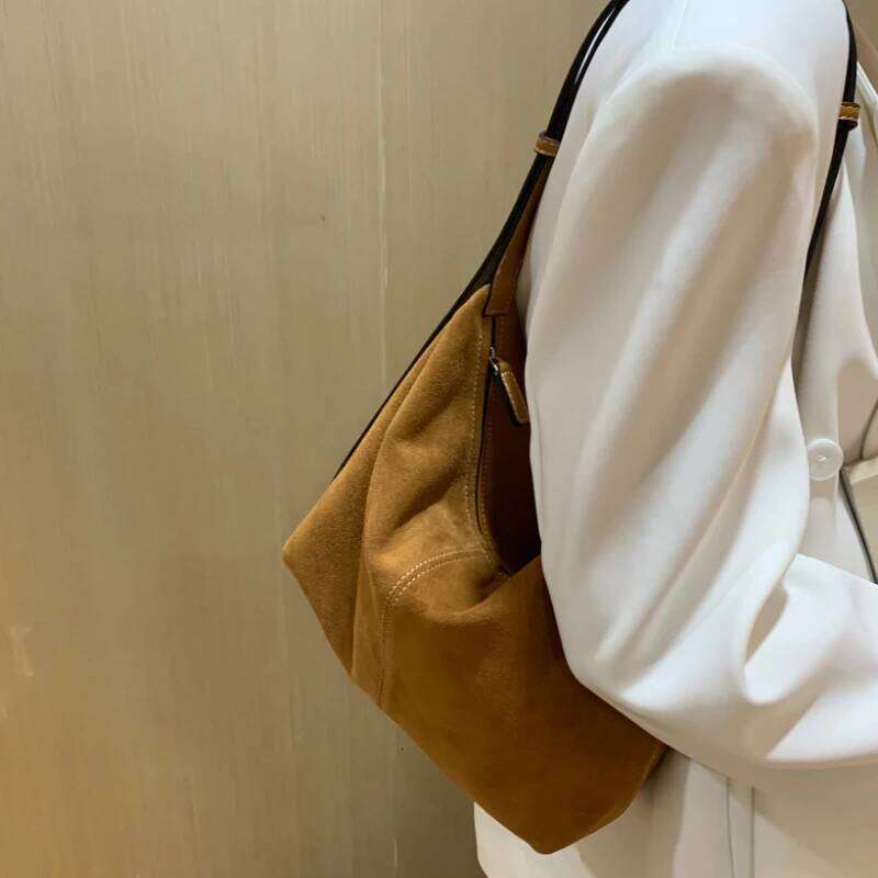 2023 Vintage Suede Underarm For Daily Commuting Ladies Large Capacity Genuine Leather Tote Women's Shoulder Bag 250731