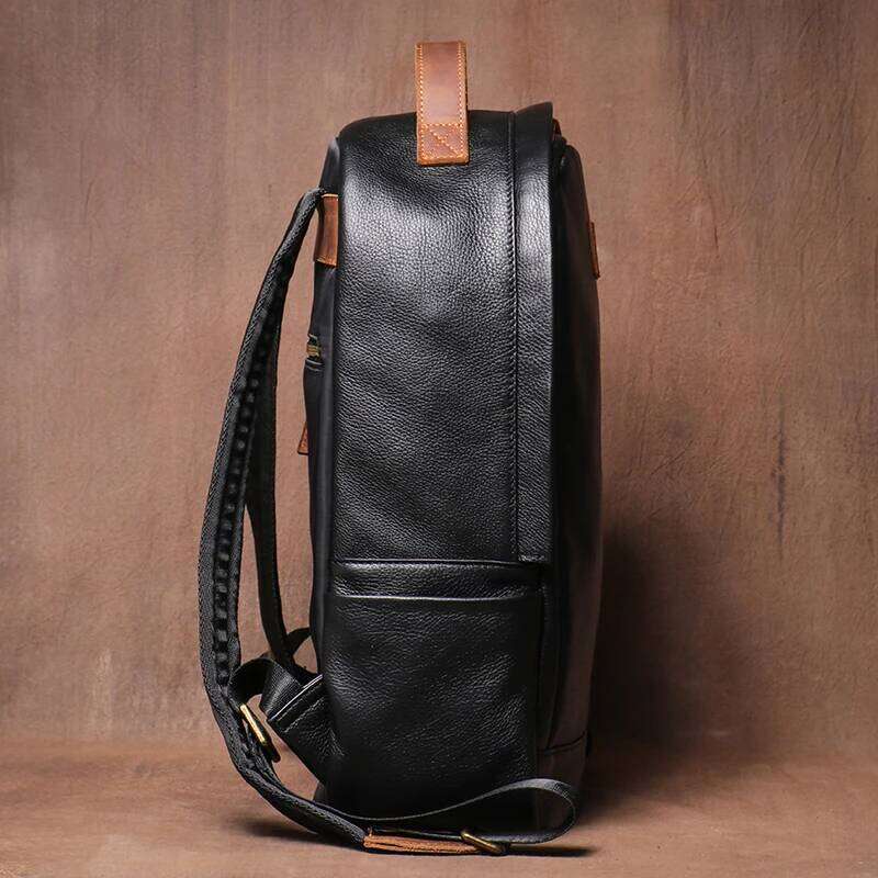 LUOKIR New Genuine Men's Crazy Horse Leather Large Capacity Laptop Bag Stylish Two-Tone Travel Backpack 250731