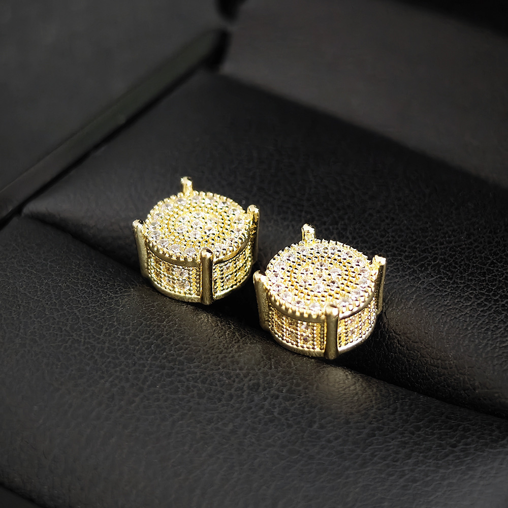 Minimalist Style Jewelry Round Inlaid Synthetic Zircon for Women Versatile Earrings e6097