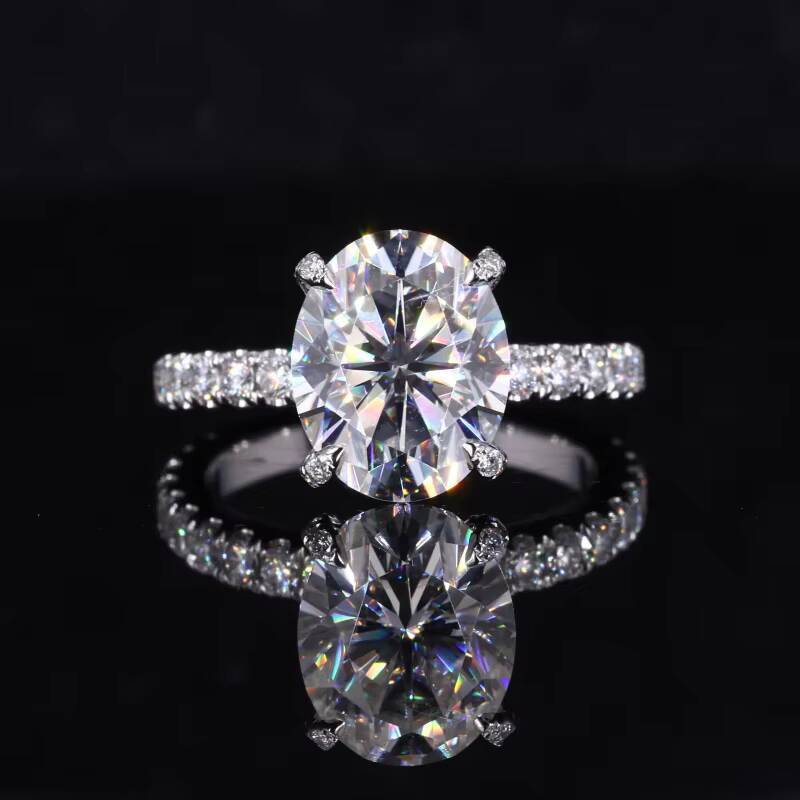 Starsgem Custom Made 14kt White Solid Gold 3 Ct Oval Brilliant Cut Moissanite Engagement Ring