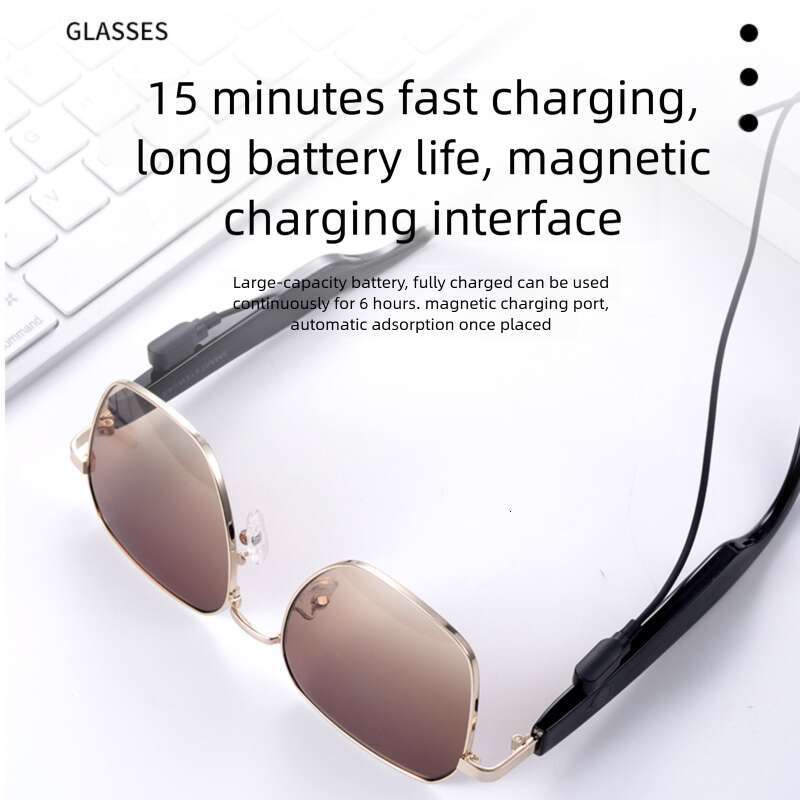 DHcollections Smart Bluetooth Sunglasses - UV400 HD Nylon Lenses, Magnetic Fast Charge, Hands-Free Calls (3 Gradient Colors)