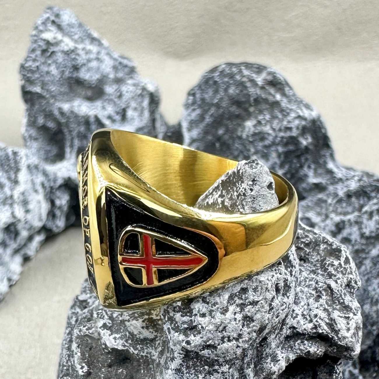 Hot Sale Mens Knight Cross Templar Ring Punk Stainless Steel Seal Jewelry Fashion Personality Hip Hop Rock Unisex Finger y250730