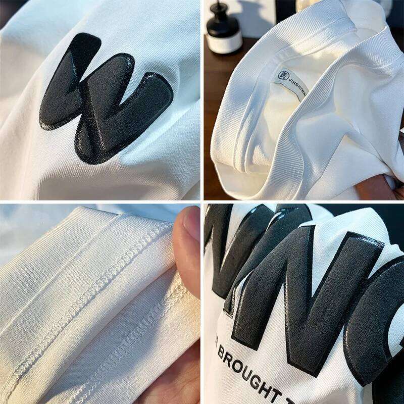 Ink emed letter short sleeved T-shirt for men in summer, American high-end fashion, casual versatile breathable top