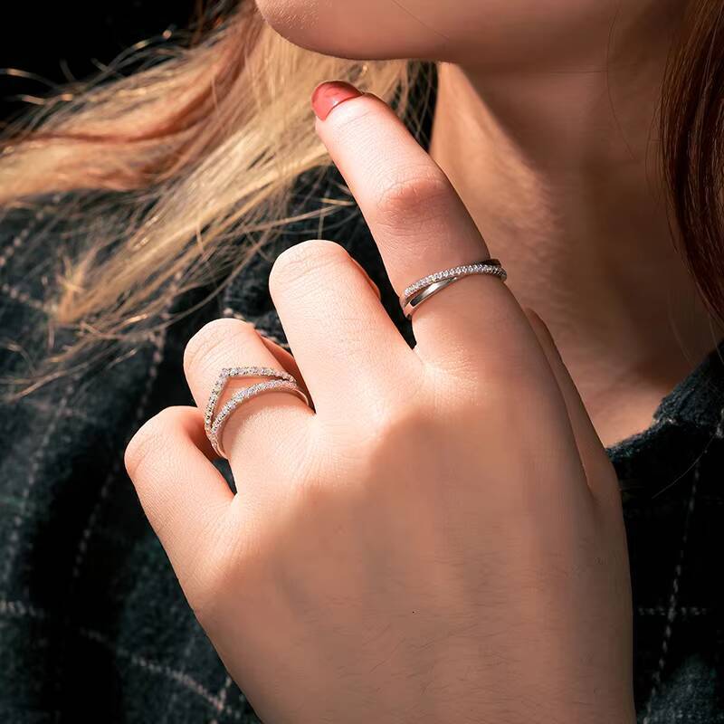 White Gold Plated 925 Sterling Silver VVS Moissanite Diamond Engagement Wedding Gift Women Band Ring