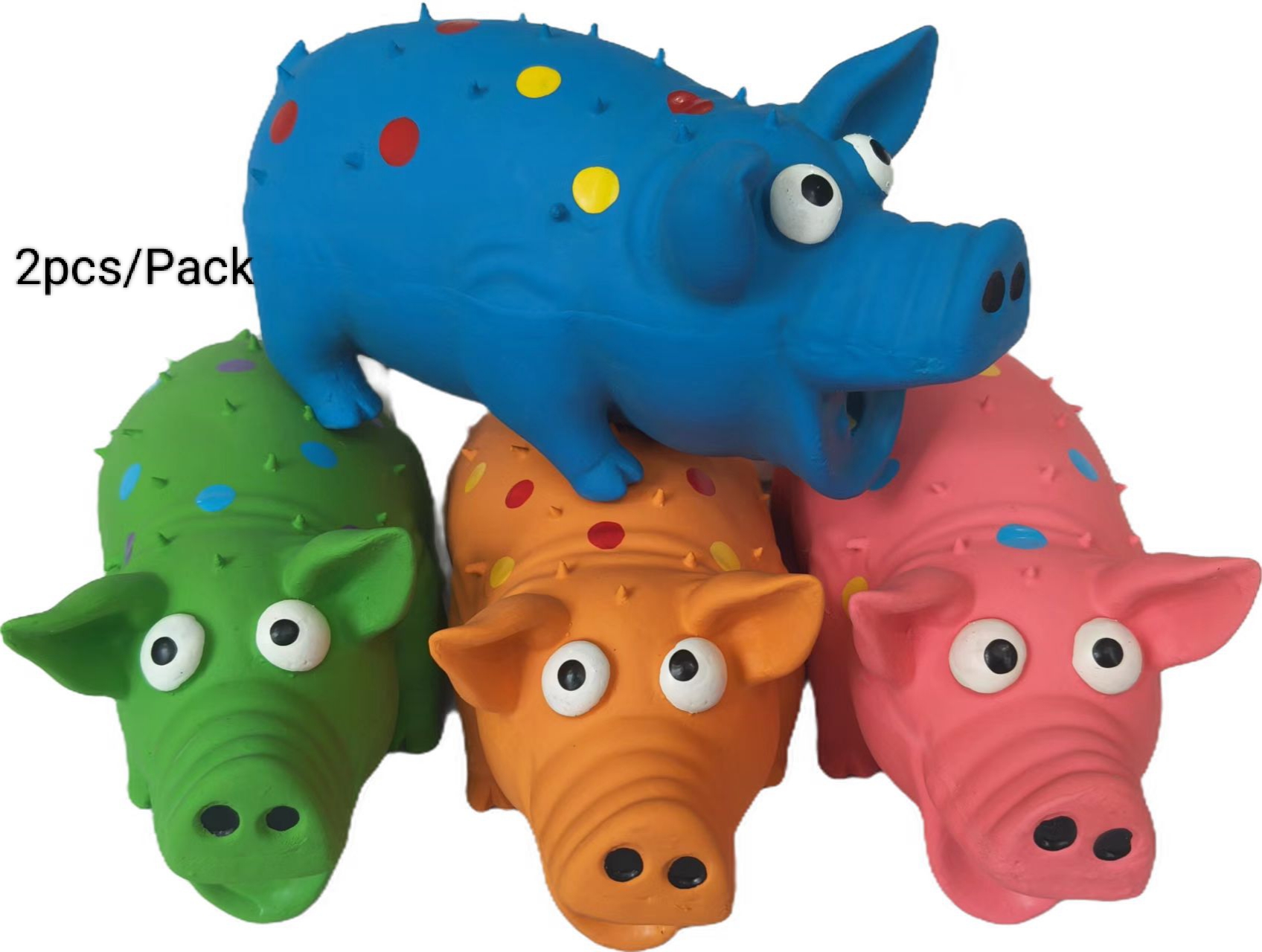 Latex Thorn Pig Sound Toy Cross-Border Hot-Selling Durable Rubber Chew-Resistant Dog Toy Filled Cotton for Pets and Cats 2pcs/Pack