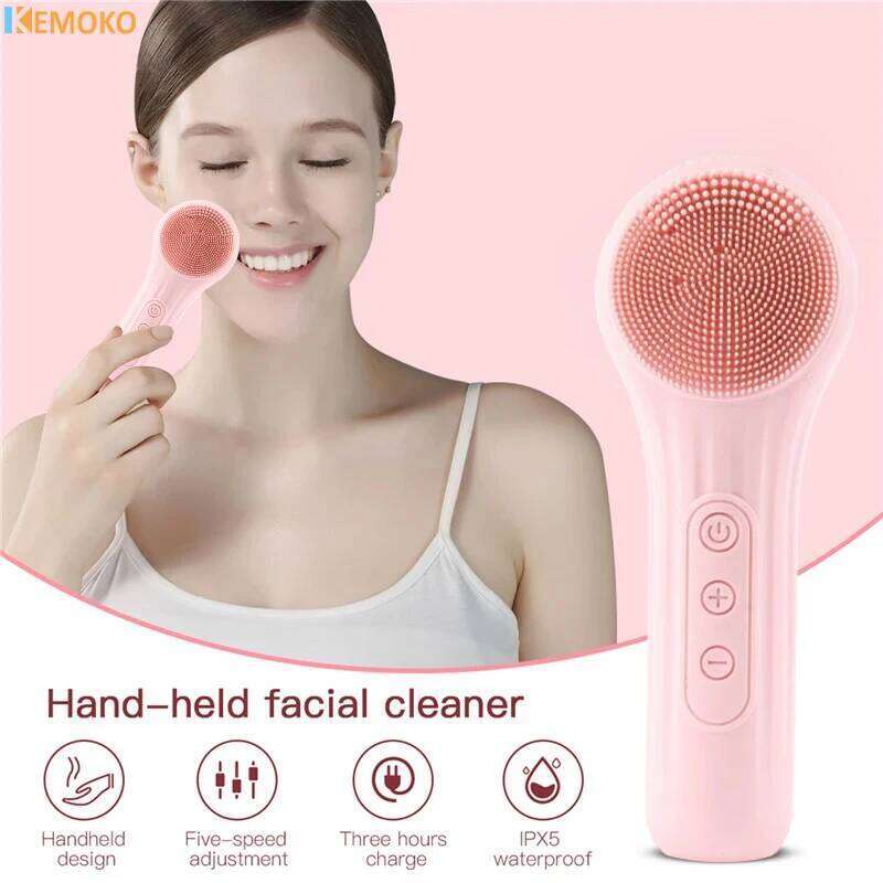Electric Facial Brush Sonic IPX7 Waterproof Silicone Face Scrubber Exfoliator Vibration Massager Deep Cleansing Care