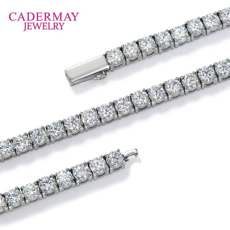 Cadermay Stainless Steel 316L 3mm D VVS1 Moissanite Bracelet Hiphop Iced Out Tennis Link Chain for Gifts
