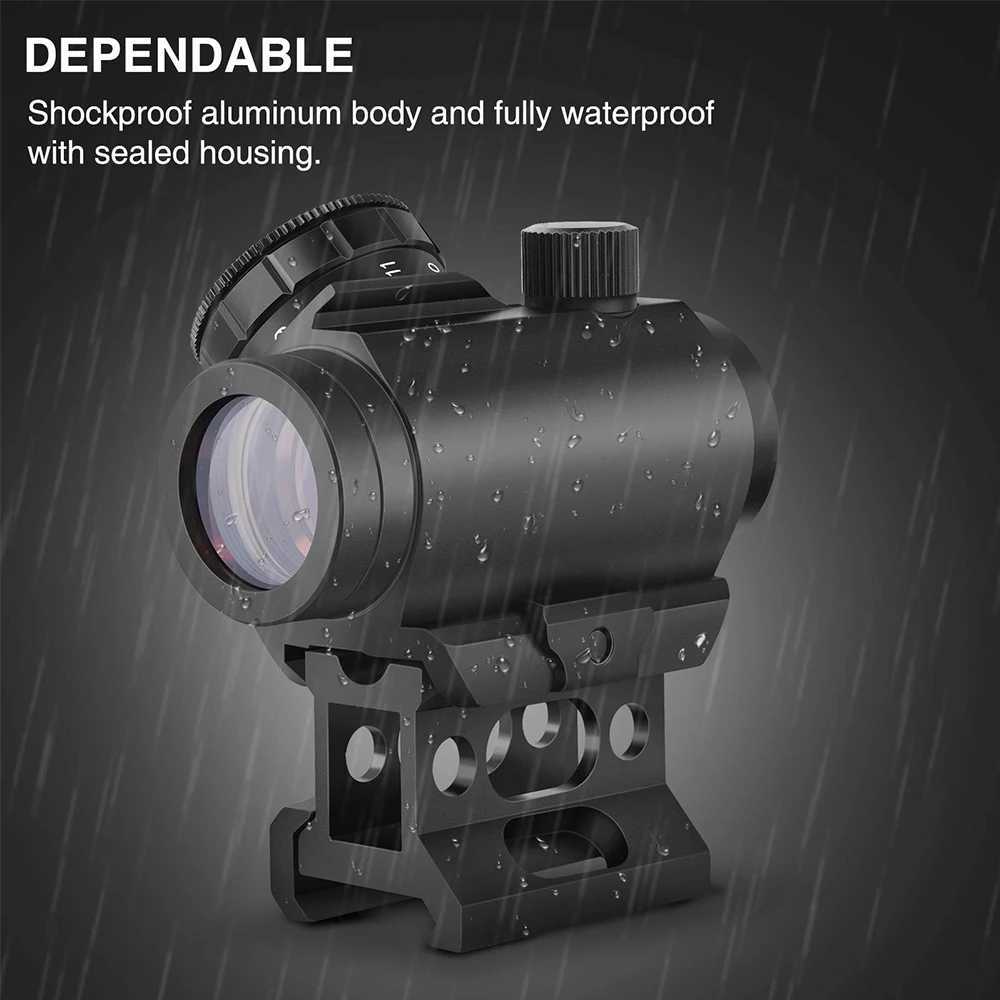 1x20 Red Dot Sight Tactical Rifle Scope Red Dot Sight Reflex Sight Optical Sight with 1 inch Riser Mount Airsoft Hunting Scope R250730