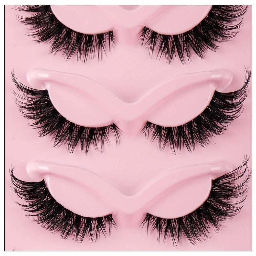 3 Boxes (15 Pairs) Cat Eye Lashes Fake Eyelashes Natural Long Manga Lashes Winged End Eye Elongated Eyelashes Fake Lashes Makeup Z250730