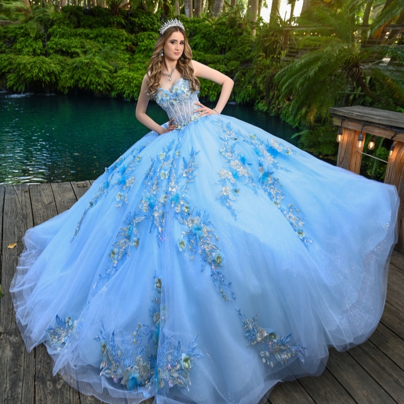 Blue Shiny Quinceanera Dresses Off The Shoulder Applique Lace Beads Tull Ball Gown Vestidos De 15 Anos Sweet 16 Dress