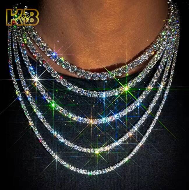 Bling Heart Tennis Necklace 4mm Moissanite Cuban Style Chain for Rappers Moissanite Pass Diamond Tester