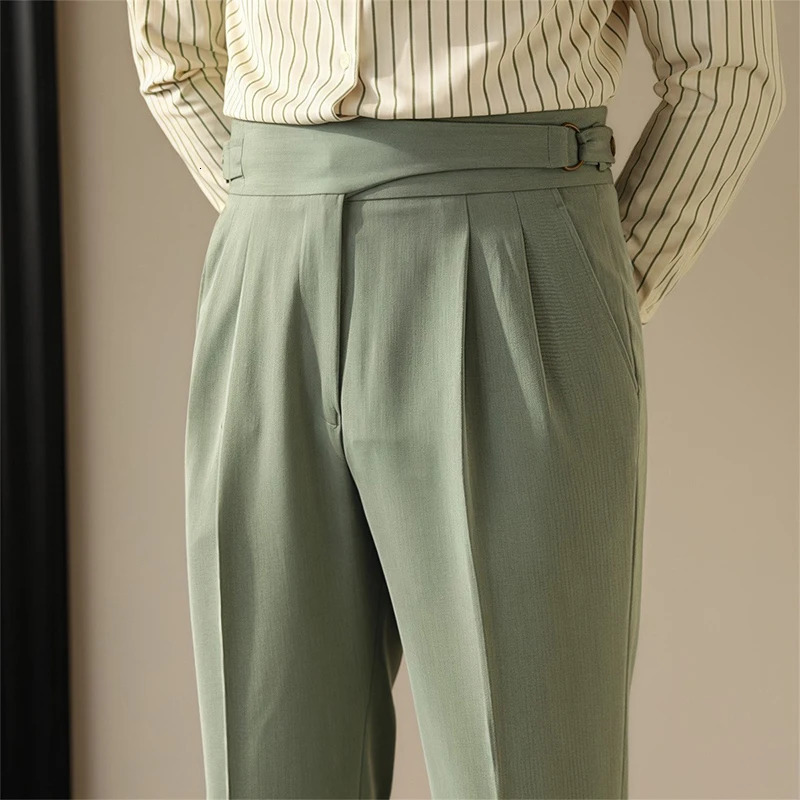 Mens Light y Fitting Well Draped Baggy Suit Pants Casual Buttondown Solid Color Straight Premium Elegant Dress 250731