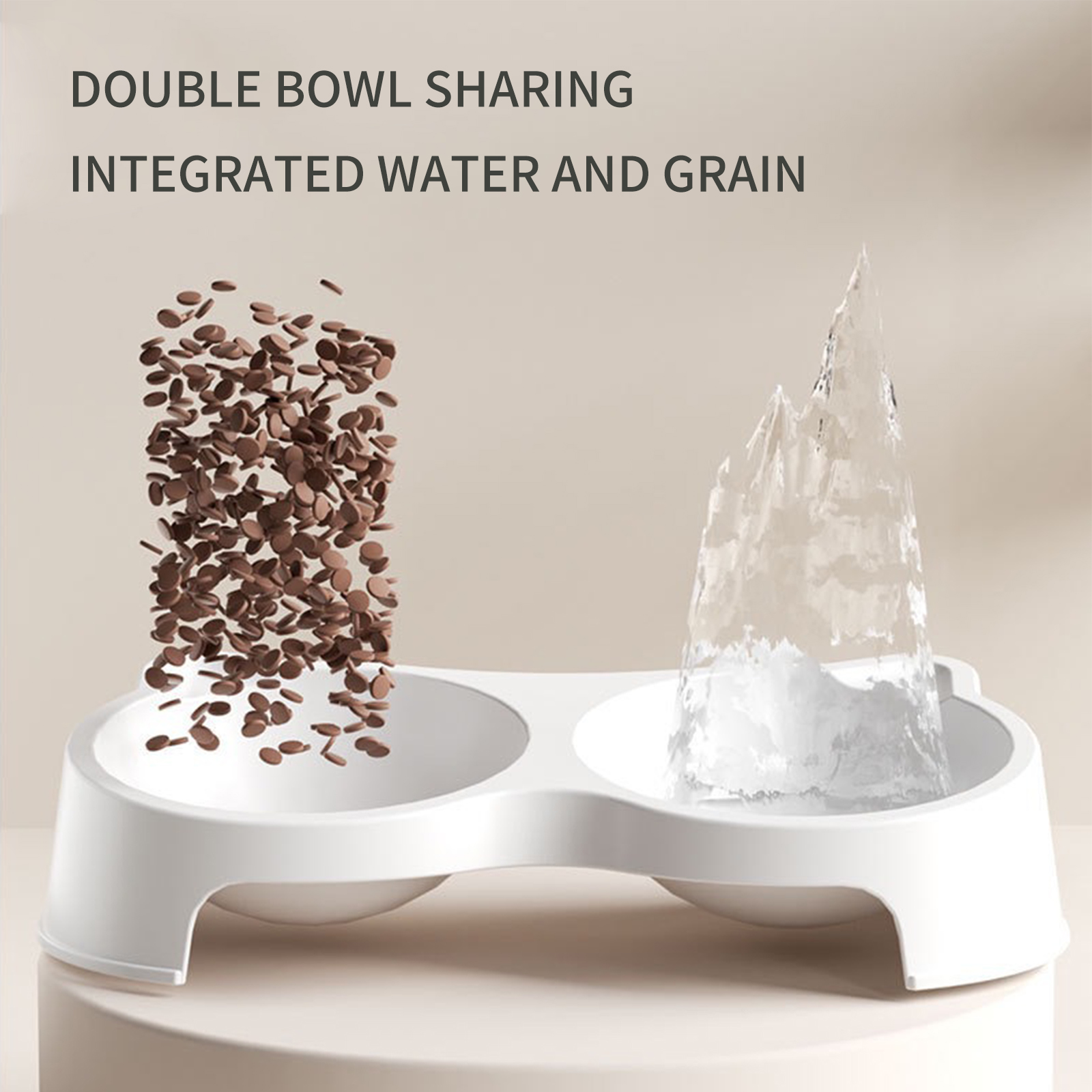 Pet cat bowl, feeding bowl, cat dog food bowl, raised cat food bowl, water feeding bowl, double bowl, slanted mouth, neck protection, anti overturning