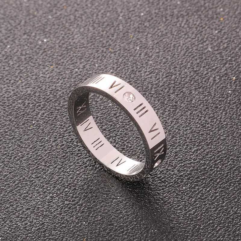 One Crystal Rings Fashion Jewelry Hollow Roman Numerals Stainless Steel Personalized Simplicity Accessories Women Rings y250730