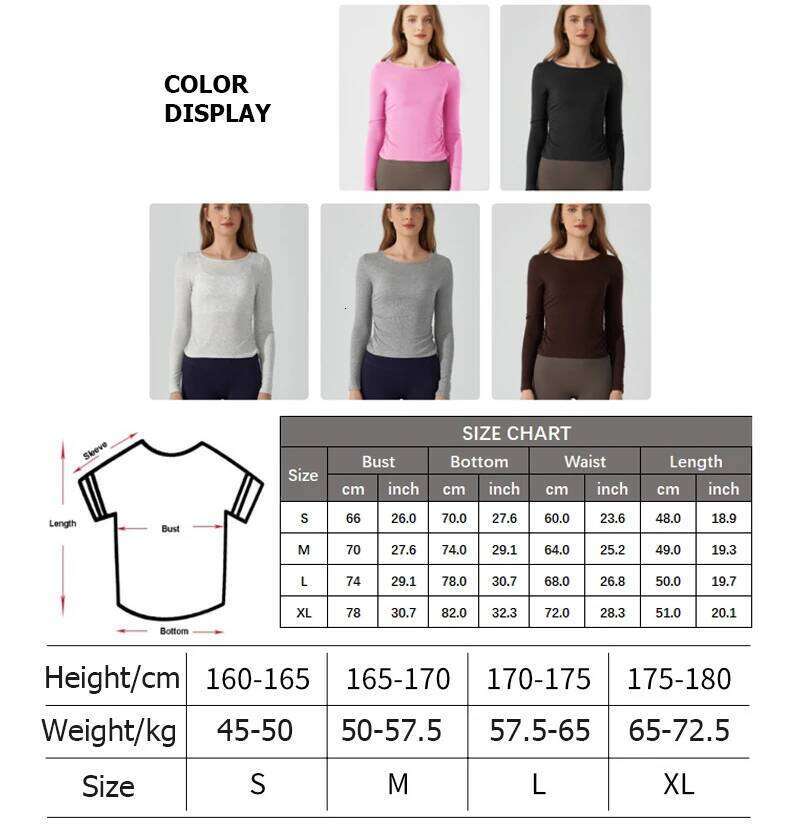 Long Sleeve Yoga Shirt Women Solid Color Slim Fit Breathable Ribbed Gym Running Top Female Sportswear Workout Clothes