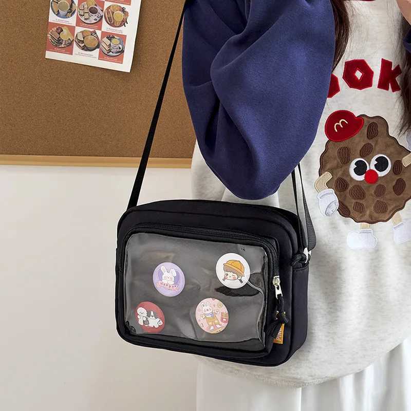 Ins Style Crossbody Bag with Transparent Badge Windows Korean Girl Casual Phone Small Bag Anime Sling Bag Display Goods Bag G250729