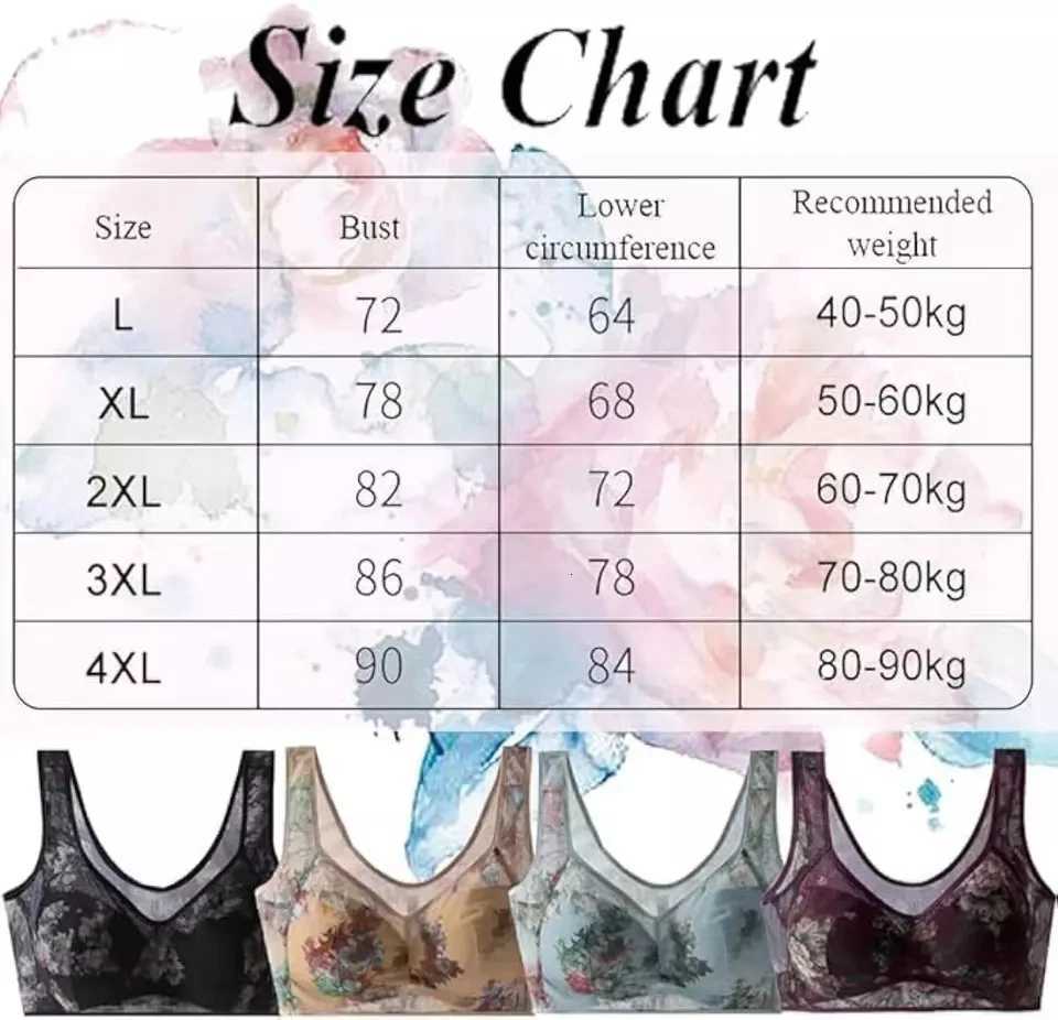 Women Ice Silk Lace Cooling Comfort Bra Buttonless Sexy Push Up Bra Seamless Bra Wireless Bralette Underwear Large Size Bra Z250730