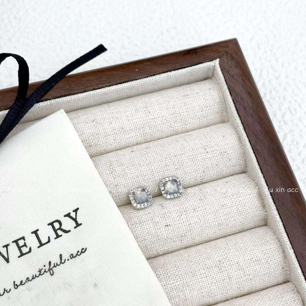 Gentle Lady Natural Jadeite Blue Green Tone High-end Personality Square Round Snowflake Shape Versatile Earrings for Women 7d7