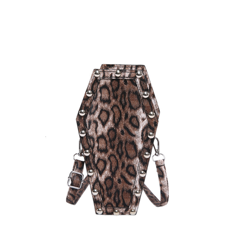2024 New Fashion Dark Leopard Print Personality Trend Coffin Trendy PU Single Shoulder Crossbody Bag for Women ddmymoon