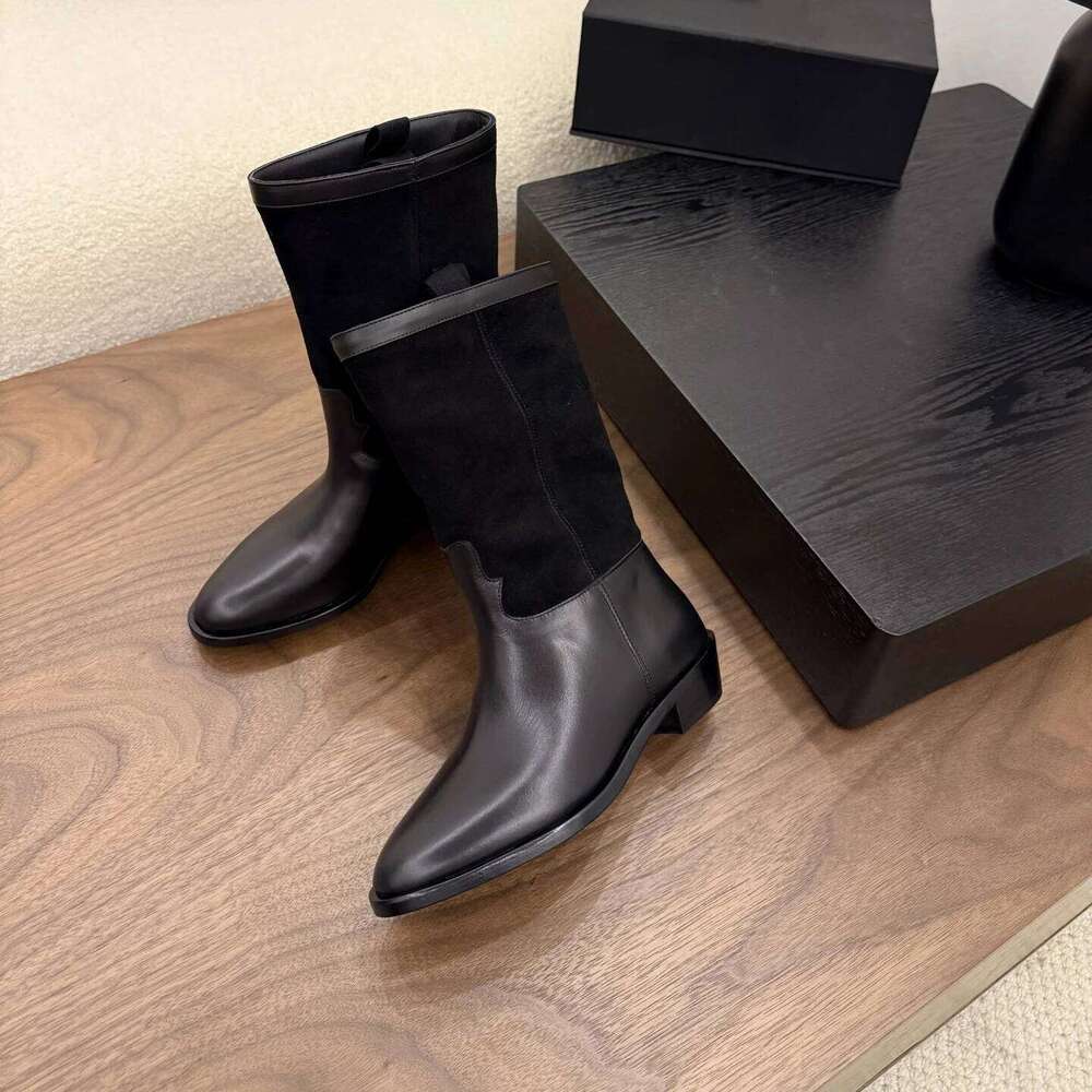Women Genuine Leather Low Heels Natural Cow Suede Ankle Boots Round Toes Slip On Designer Shoes Zapatillas De Mujer 6af