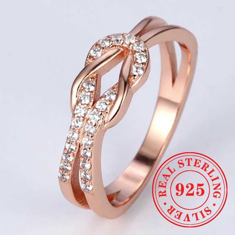 925 Sterling Silver Unique Knot Designed Rings for Women Fashion Eternal Wedding Bridal Jewelry Elegant Daily Accessories y250730