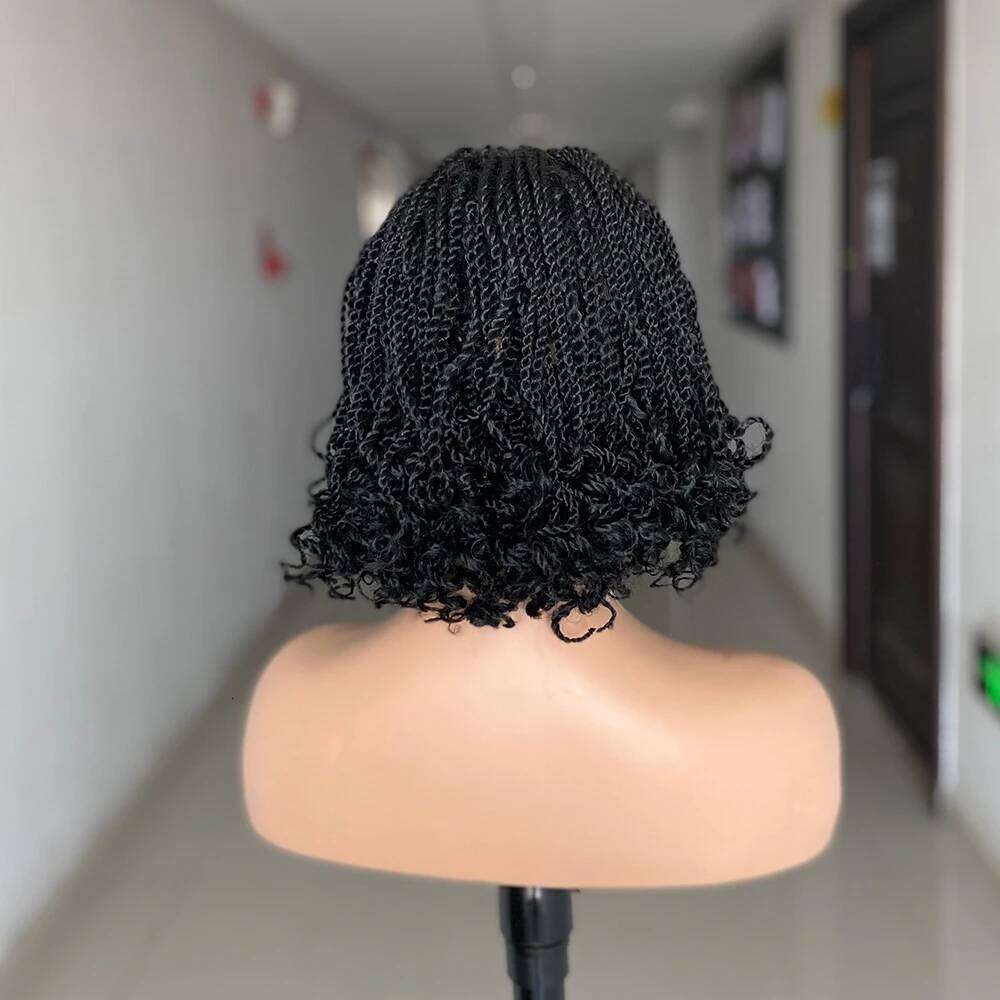 New Box Wigs For Black Women Heat Resistant Crochet Braided African Synthetic Braiding Hair Short Kinky Twist Wig
