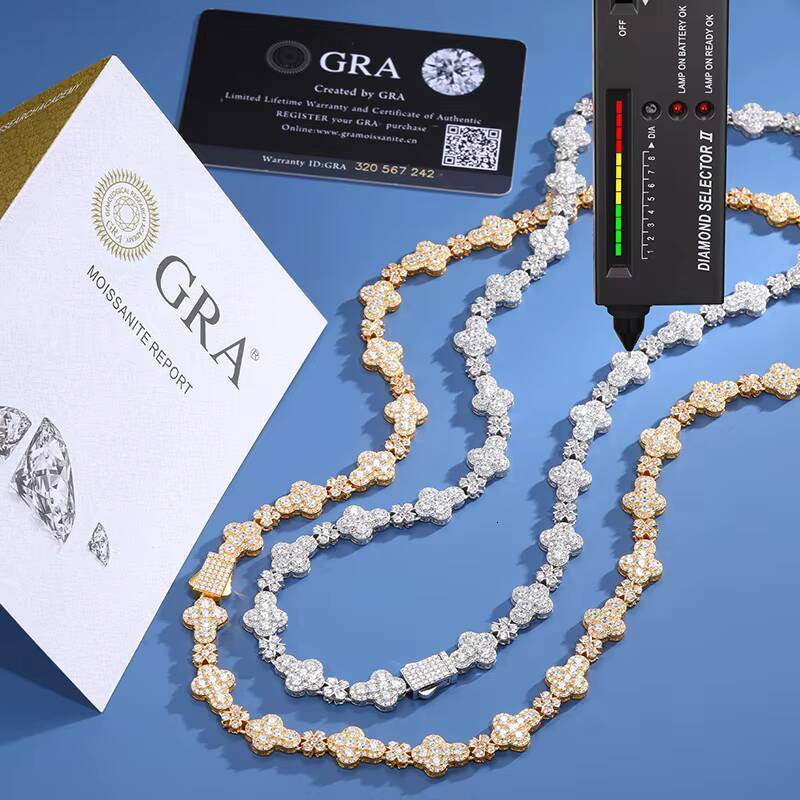 GRA Certificated Cross Collection 10mm Vvs Moissanite Diamond White Gold Plated 925 Sterling Silver Waterproof Cross Necklace