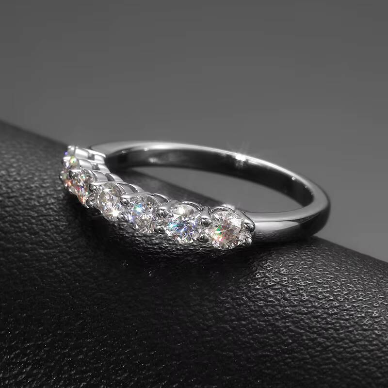 White Gold Plated 925 Sterling Silver VVS Moissanite Diamond Engagement Wedding Gift Women Band Ring
