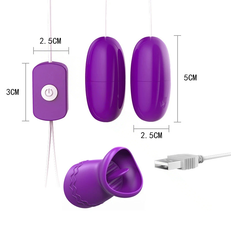 USB Adult Toy Mini Double-Headed Private Part Sex Toy with Strong Shock Tongue Licking Female Masturbator Panty Vibrator USB-T1833