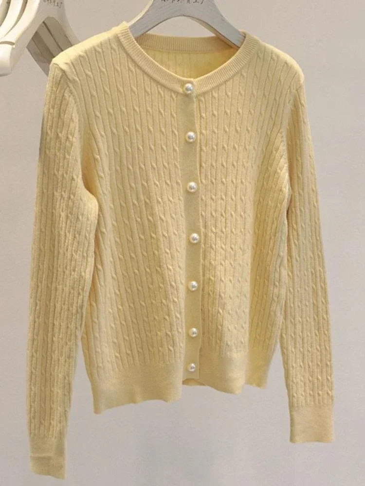 Women Casual Loose Long Sleeved Base Sweater Korean Style Fashion Autumn Winter ONeck Cardigan Twists Knitted 250730