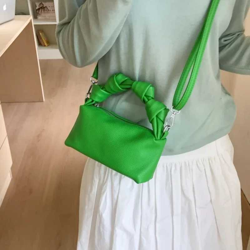 Pleated Cloud Bag Handbag Rhinestones Handle Evening Clutch Bag For Women 2025 Green Design Leather Chain Shoulder Crossbody Bag Y250730