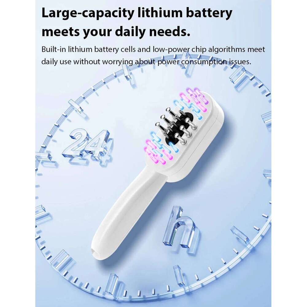 Red Blue Light Electric Comb Therapy EMS Vibration Massage Scalp Oil Applicator Care Brush Anti-Hair Loss