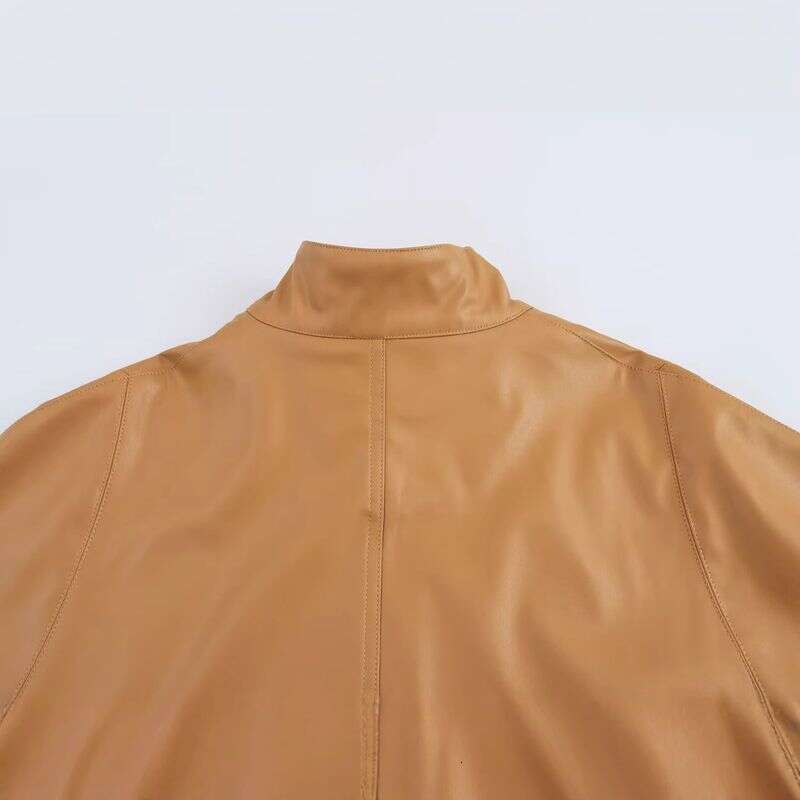 Wind 2025 Spring Fashion Zipper Short Cape Women's Leather Coat B481982