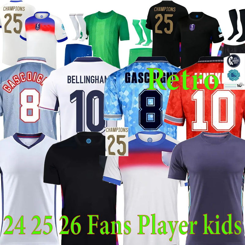 2025 England Soccer Jersey BELLINGHAM Retro football shirt RASHFORD KANE SAKA RICE FODEN 2026 National Team Home White Away Men Kid Women Men Kids Kit Shirt