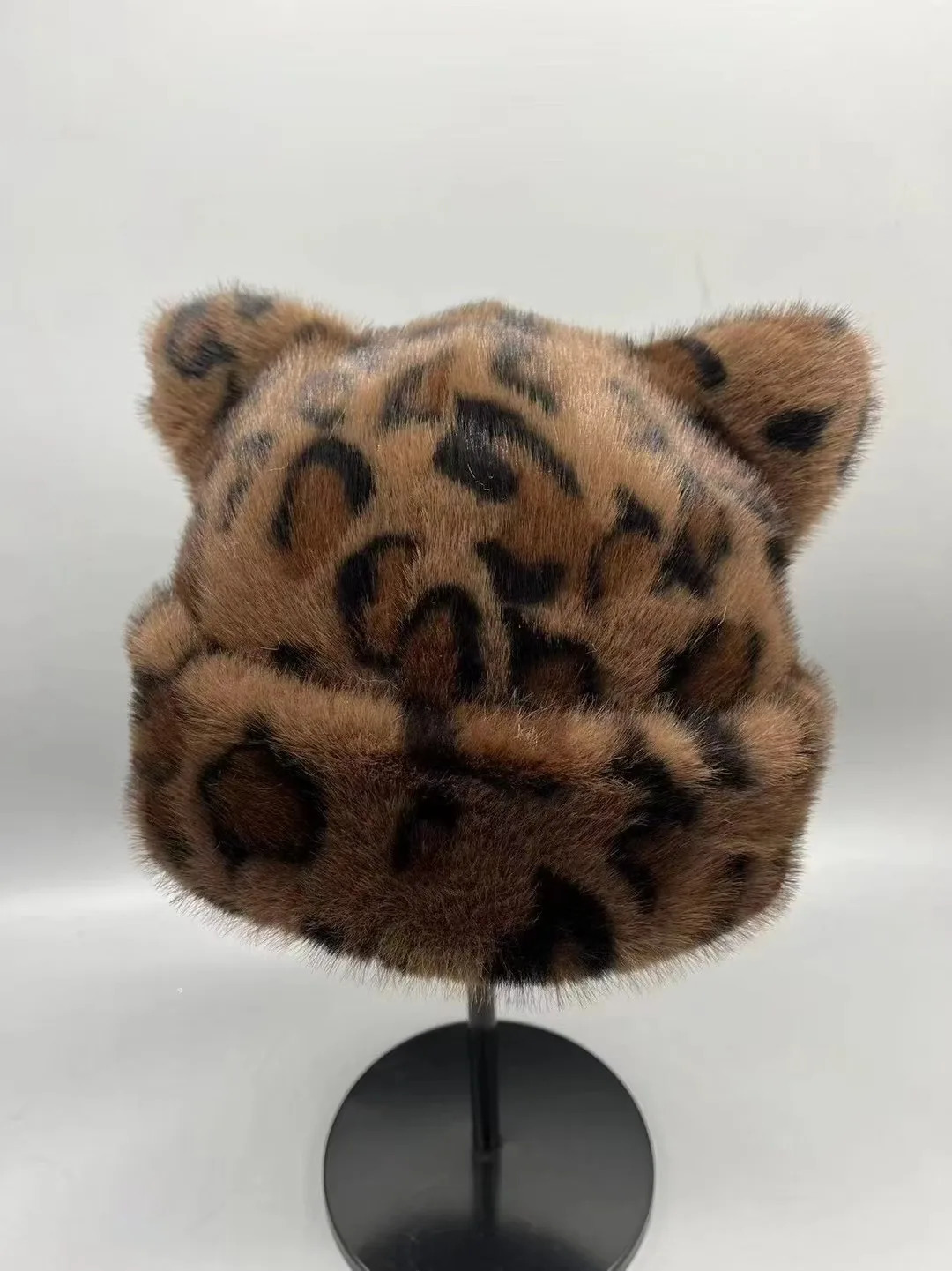 Korean Winter Fur Bucket Hat For Women Fashion Leopard Print Fisherman Hats Thick Warm Plush Outdoor Cute Basin Cap 250724