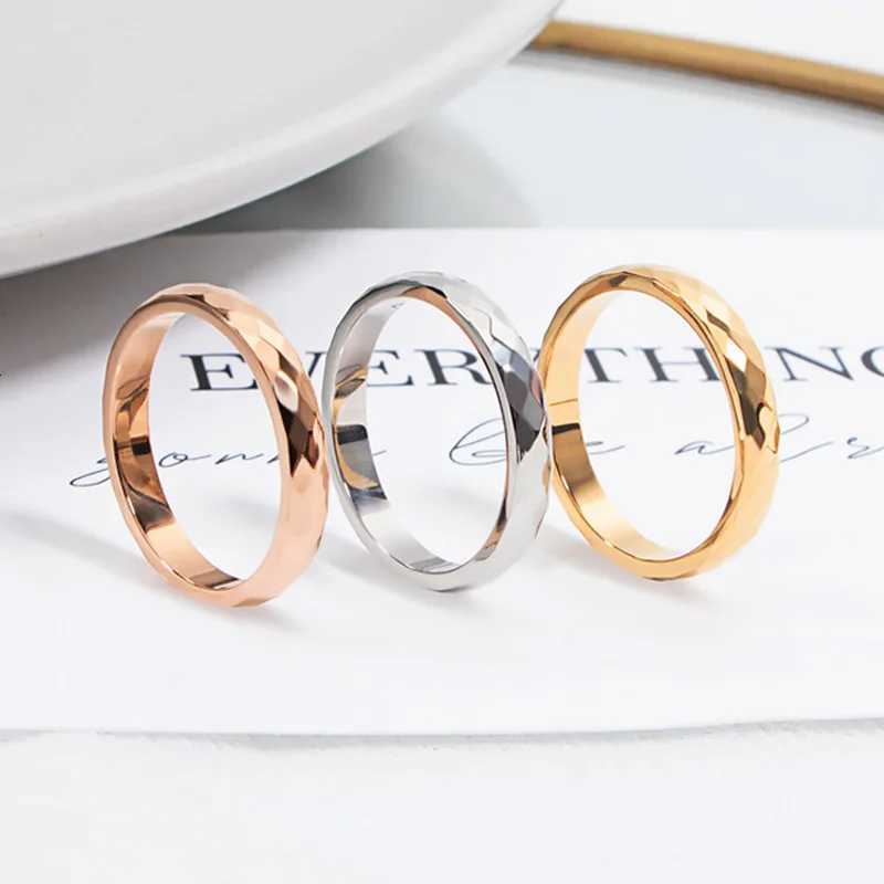 New Fashion Minimalist Thin Rings for Women Pattern Stainless Steel Round Finger Jewelry in Gold and Silver Colors Female Gifts 3mm y250730