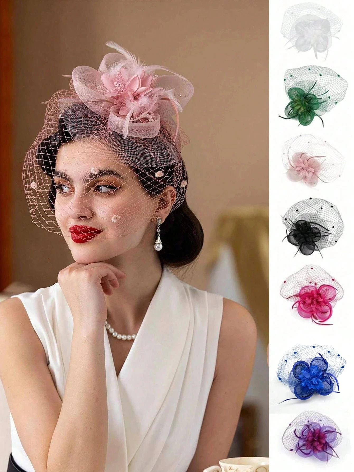 1PCS Fascinators Hats 20s 50s Hat Pillbox Hat Tea Party Headwear With Veil For Girls And Women 250729